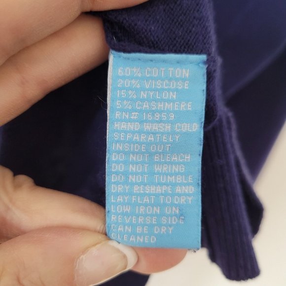 J McLaughlin Sweater Men L Long Sleeve V-Neck Classic Cashmere Blend Office Blue - Picture 5 of 11